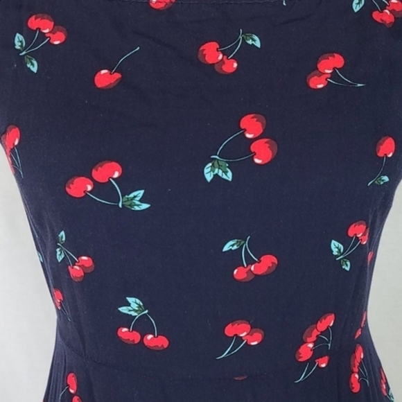 Cherry Print 🍒 Mini Dress in Navy, Size Small - Picture 2 of 5